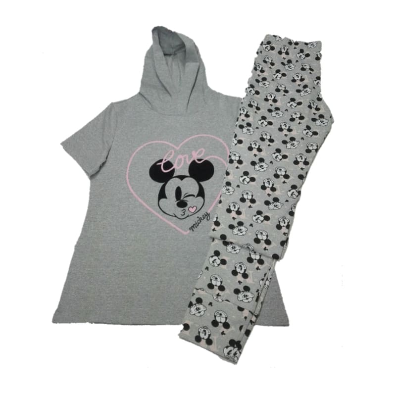 PIJAMA DAMA DISNEY MICKEY MOUSE CON CAPUCHA Y PANTALON ESTILO LEGGING MOD-9274
