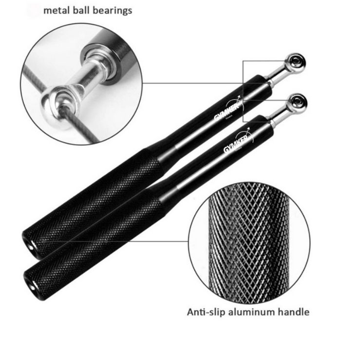 Cuerda Saltar Aluminio Box Crossfit Ultra Rapida Negro Gymker