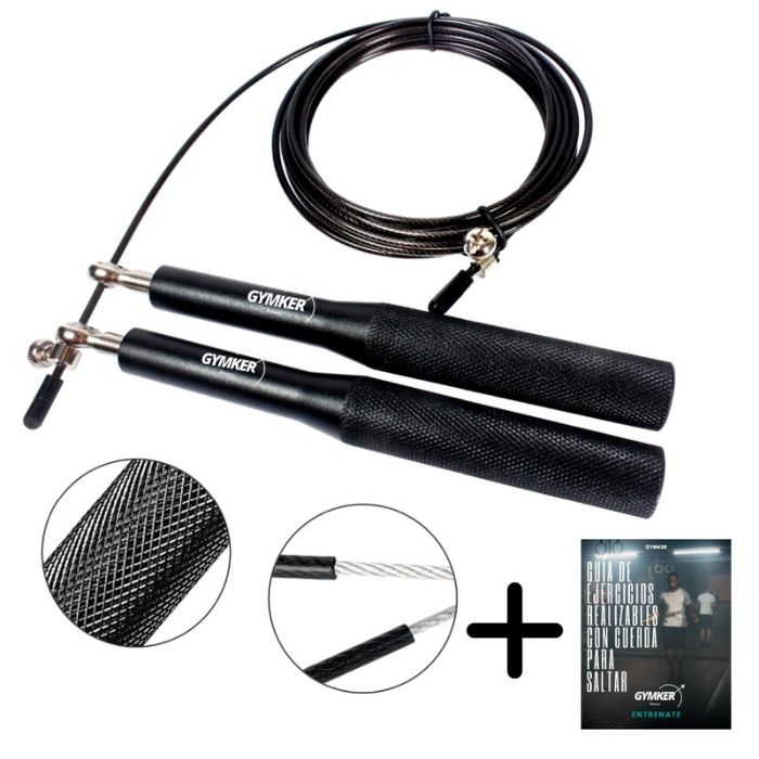 Cuerda Saltar Aluminio Box Crossfit Ultra Rapida Negro Gymker
