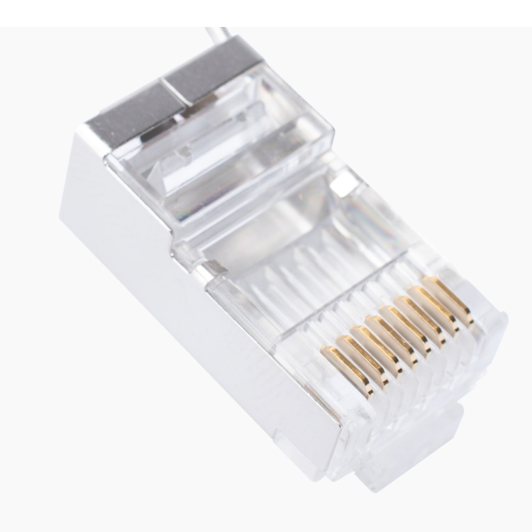 LinkedPro Bote con 100 Piezas de Plug Modular RJ45 Cat6 blindado con Pin de Tierra, Chapado de Oro a 30 micras para Durabilidad Extrema