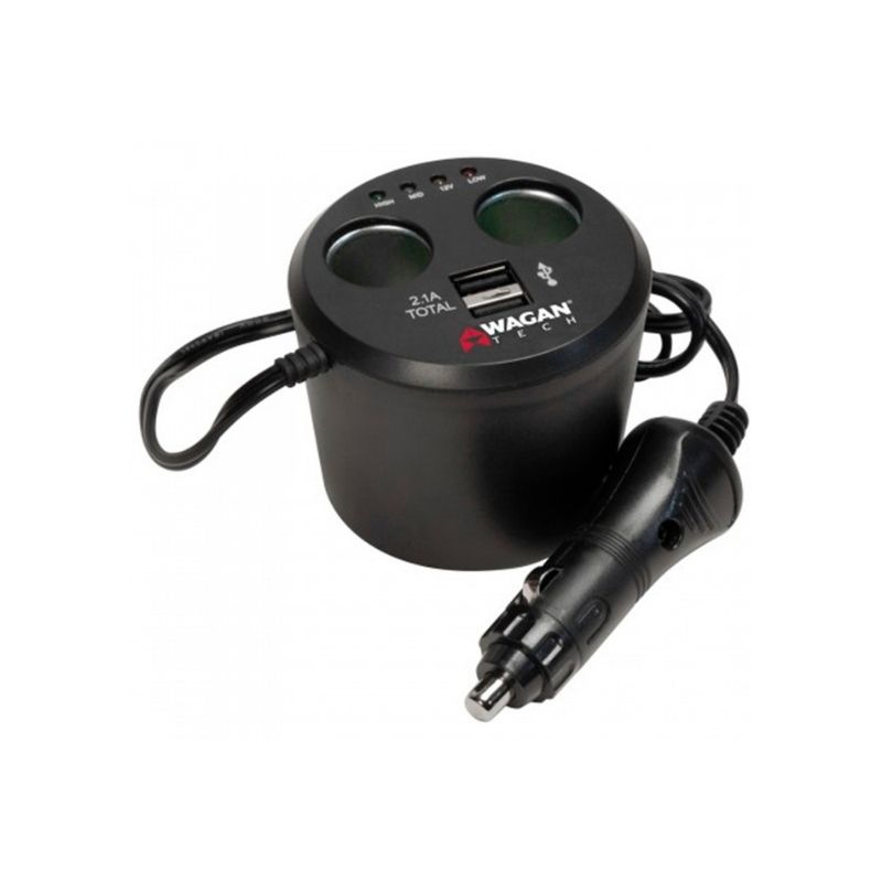 Adaptador porta vasos con doble puerto USB Wagan Tech 2537-5
