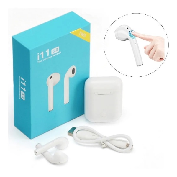 Audífonos Bluetooth I11 TWS Versión Touch Tipo AirPods Blanco