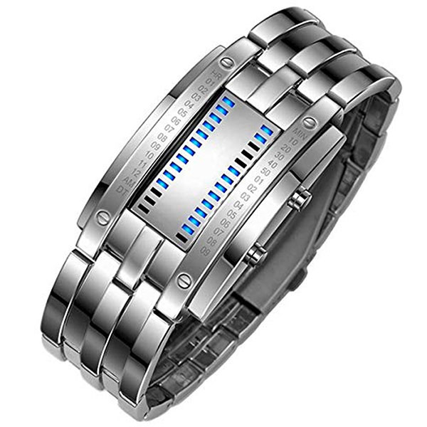 Reloj Binario LED Digital para Hombre Metal Broche Ajustable