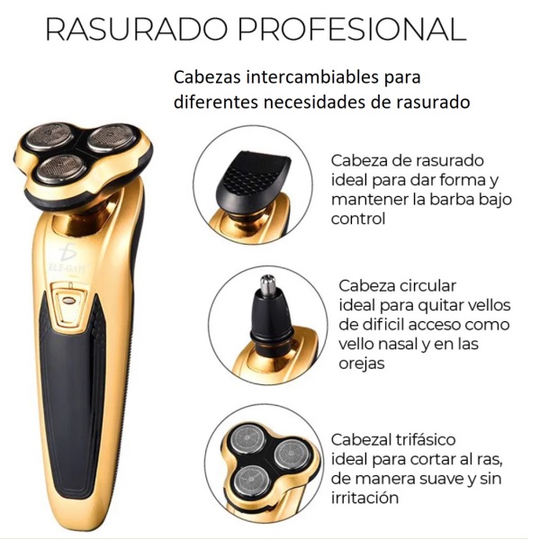 Rasuradora Eléctrica Con Accesorios 3en1 para Patillas, Orejas y Nariz .