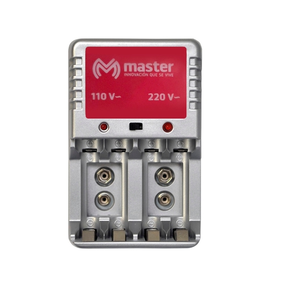 Cargador Universal de Baterías AA, AAA y PP3 (Cuadradas) con 4 Baterías AA de 3000 mAh / Master / EL-40