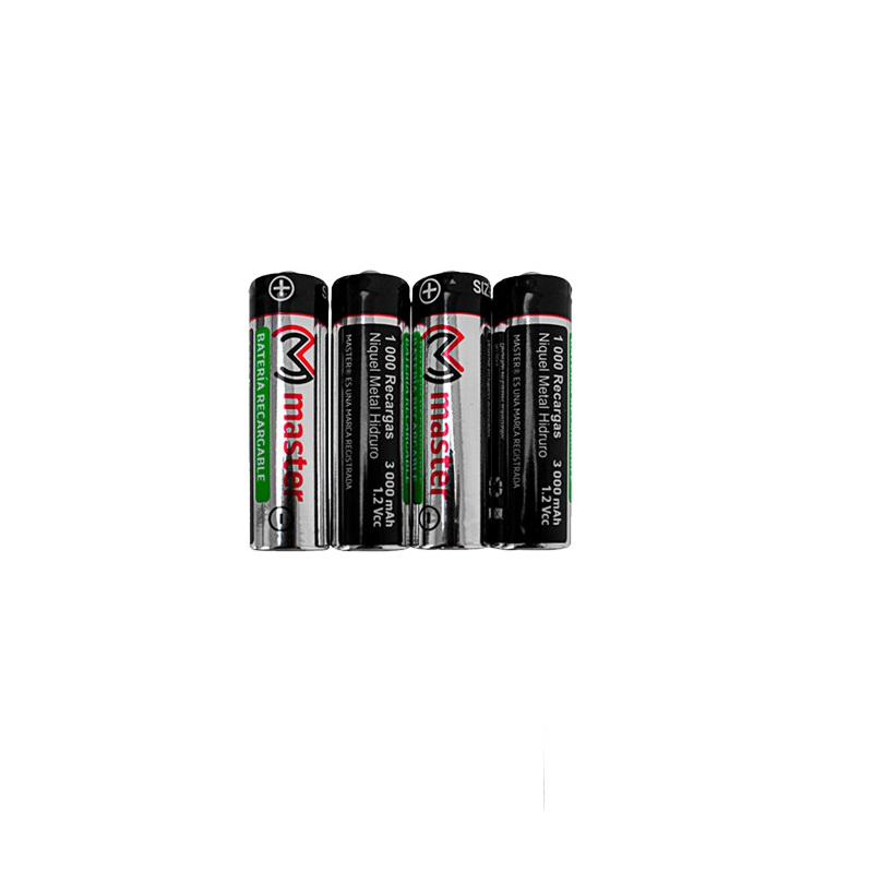 Cargador Universal de Baterías AA, AAA y PP3 (Cuadradas) con 4 Baterías AA de 3000 mAh / Master / EL-40