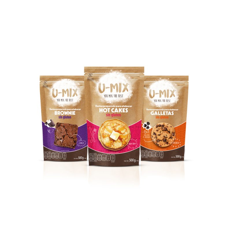 Combo Variado De Harinas U-mix  Premezclas Harina Sin Gluten HOTCAKE-GALLETA-BROWNIE