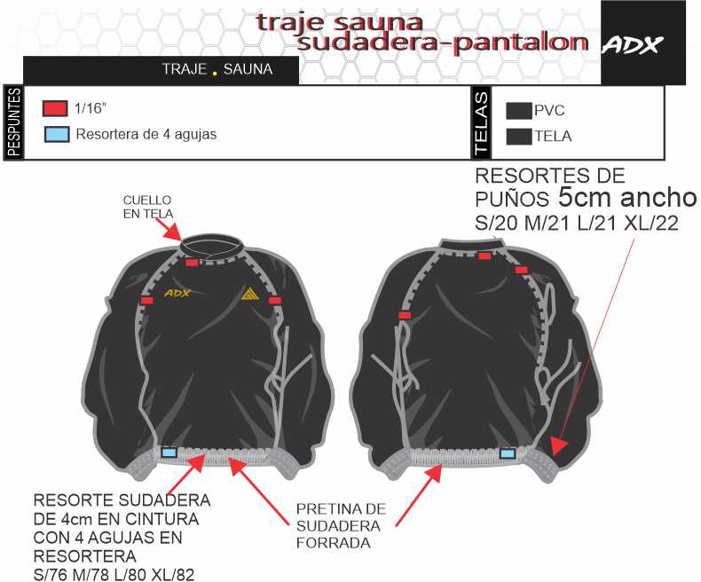 Sudadera Sauna USO RUDO Fabricado en Nylon Con PVC Con Cierre Y Logos Reflex