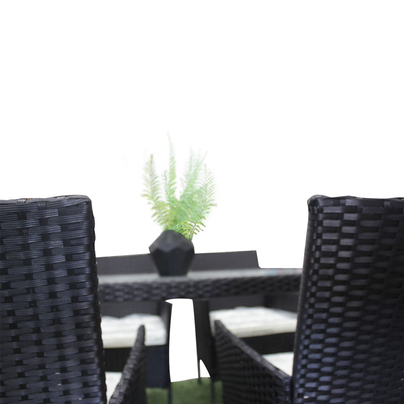 Comedor para Exteriores De 6 Sillas Mimbre Negro