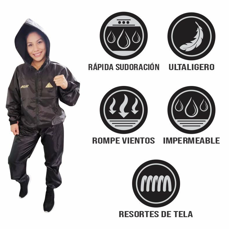 Sudadera Sauna USO RUDO Fabricado en Nylon Con PVC Con Cierre Y Logos Reflex