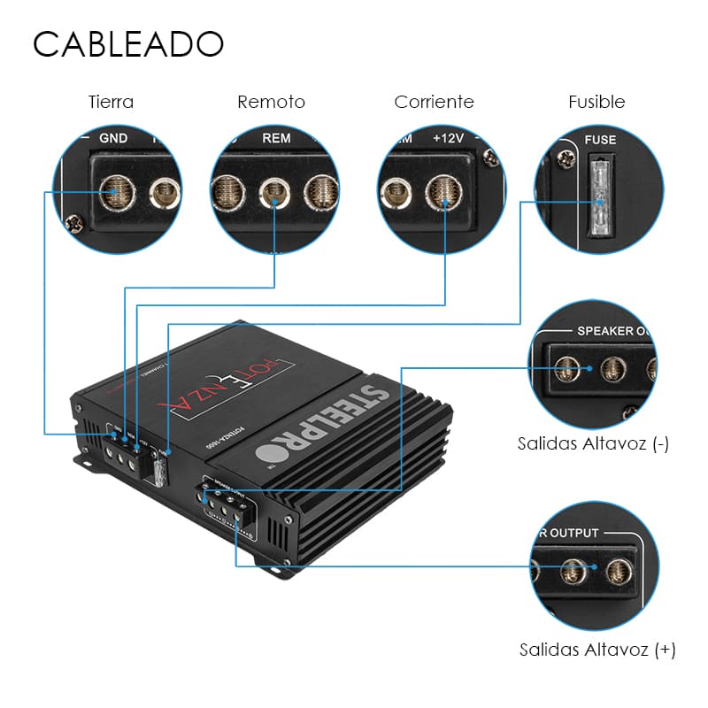 Amplificador Potenza 1600 - 1600w Control De Bajos Remoto- Steelpro