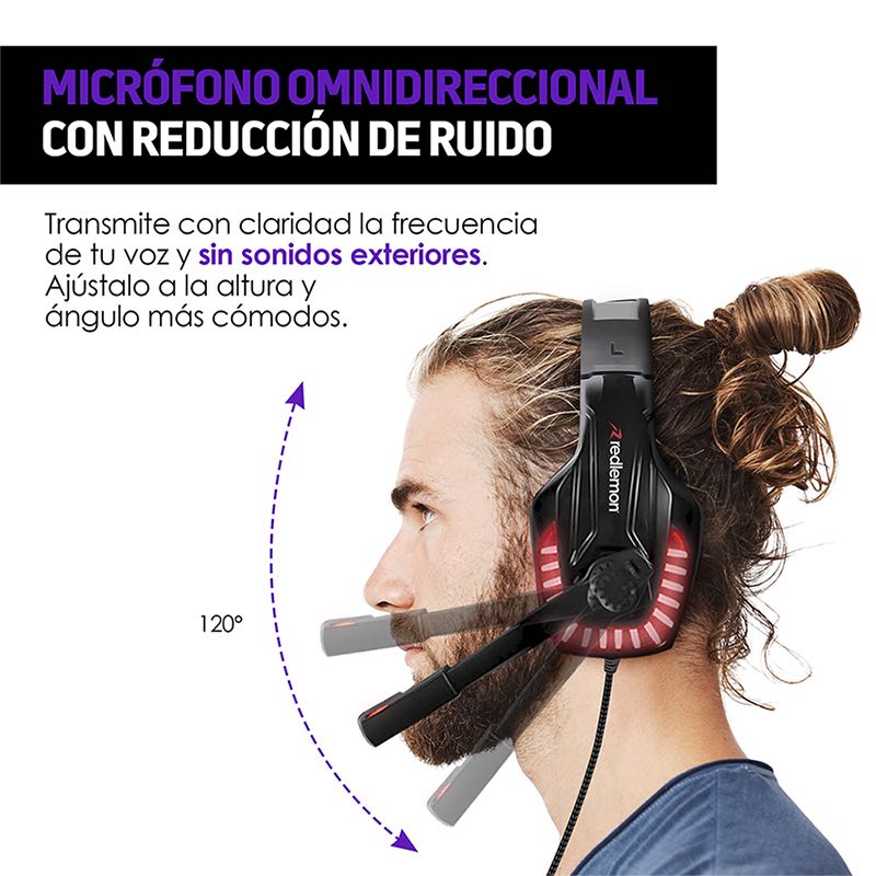 Audífonos Gamer Con Micrófono Luz LED Aux 3.5mm G6000 Redlemon