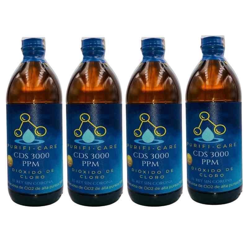 Dioxido de cloro CDS 3000 ppm Purifi-Care 500 ml 4 pz