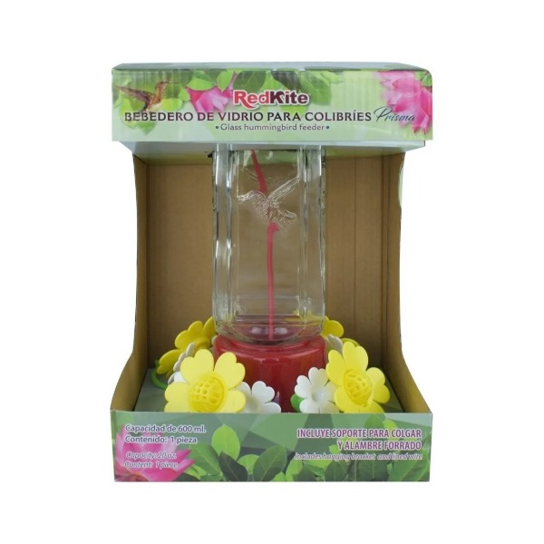 Alimentador Bebedero De Vidrio Prisma Para Colibrí 600ml