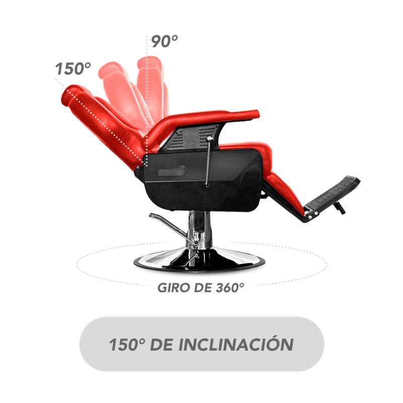 Sillon Barbero Peluqueria Silla Barberia Estetica Stay Elit Rojo