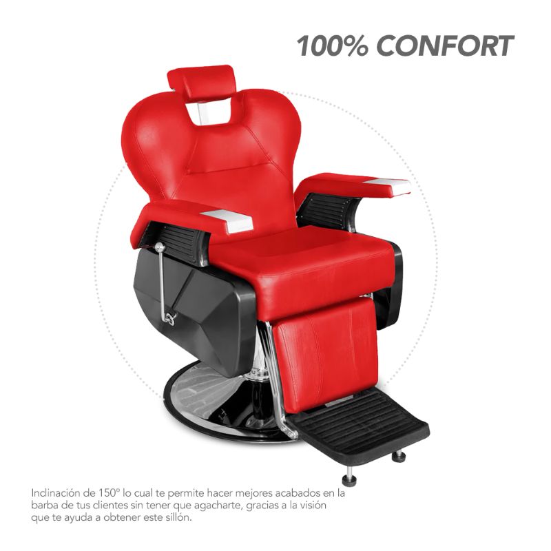 Sillon Barbero Peluqueria Silla Barberia Estetica Stay Elit Rojo