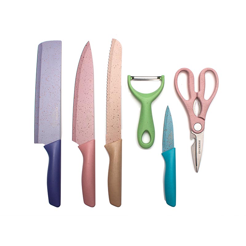 Juego de Cuchillos de Cocina con Pelador y Tijeras de Acero Inoxidable 6 piezas