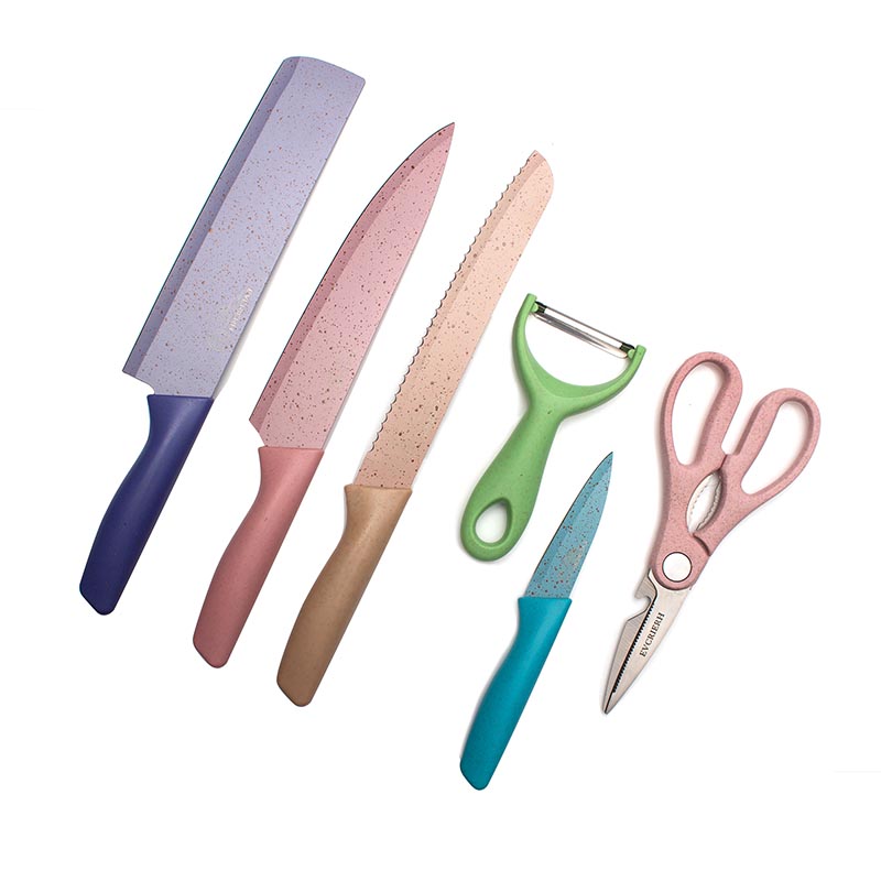 Juego de Cuchillos de Cocina con Pelador y Tijeras de Acero Inoxidable 6 piezas