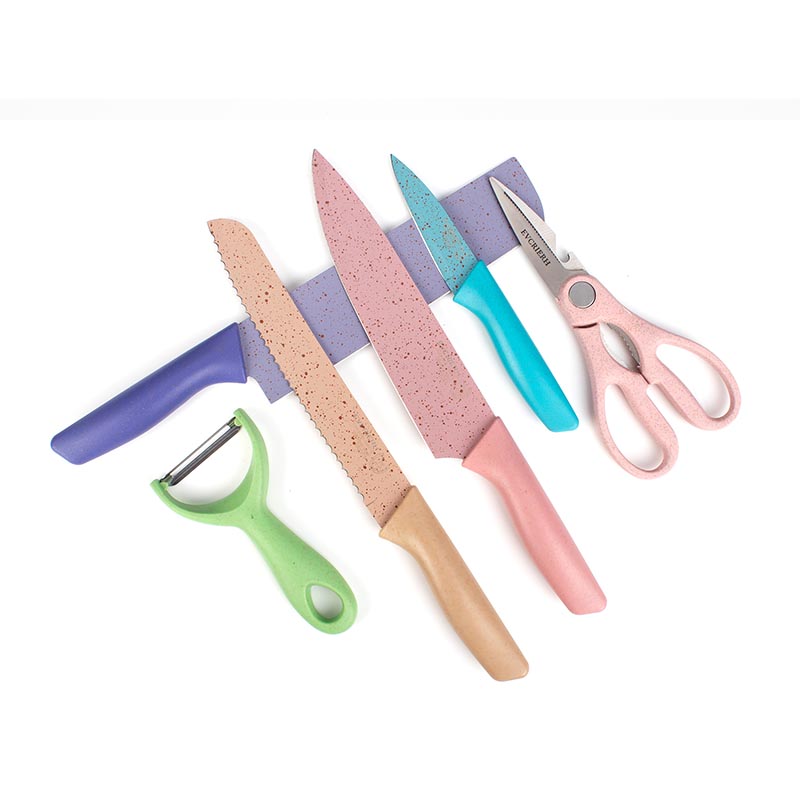 Juego de Cuchillos de Cocina con Pelador y Tijeras de Acero Inoxidable 6 piezas