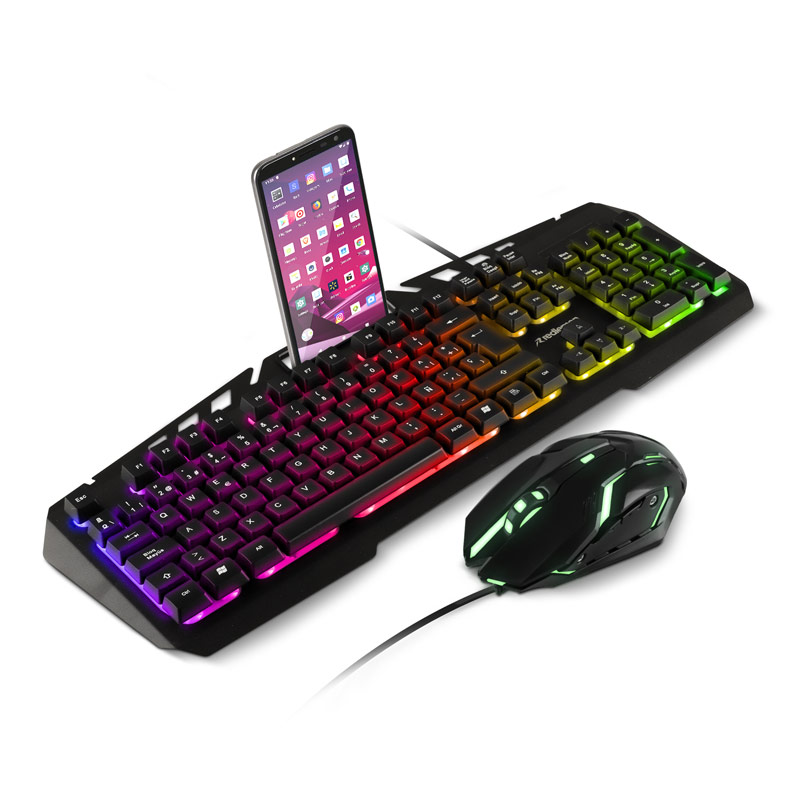 Mouse y Teclado Gamer Alámbrico USB con Luz RGB Redlemon 