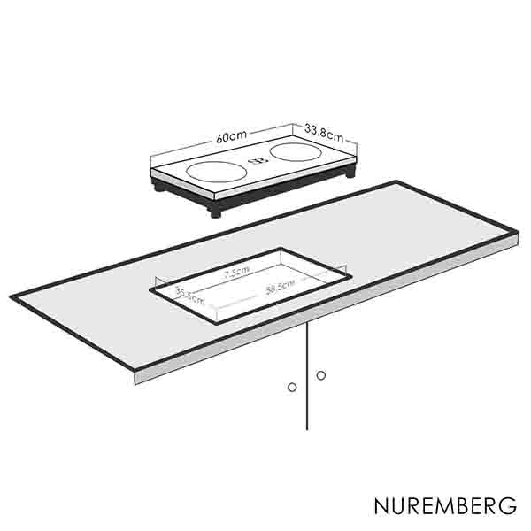 Parrilla de Inducción Schönes Bauen Nuremberg Empotrable 2 zonas 27 pulgadas 120V