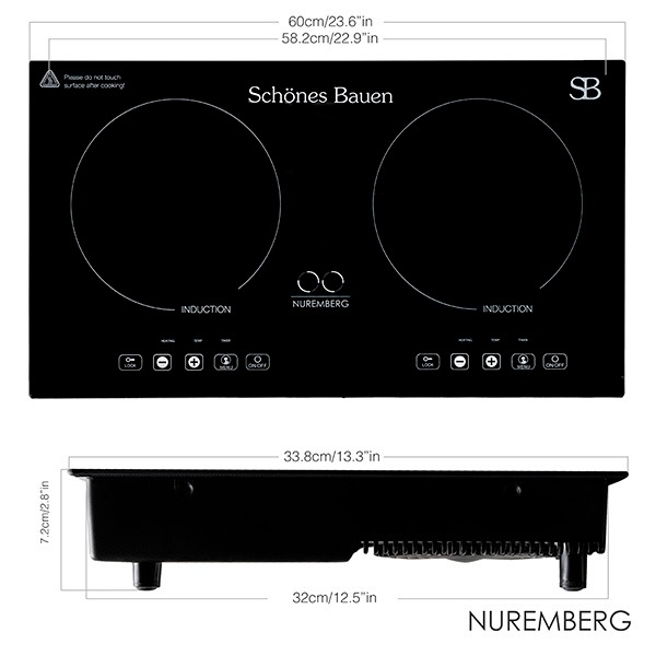 Parrilla de Inducción Schönes Bauen Nuremberg Empotrable 2 zonas 27 pulgadas 120V