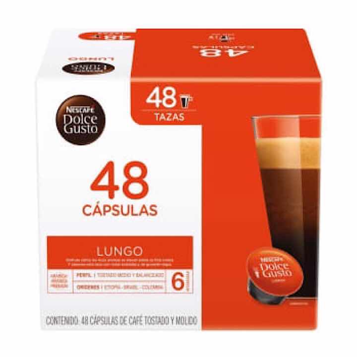 48 Cápsulas Dolce Gusto Lungo, Nescafé.