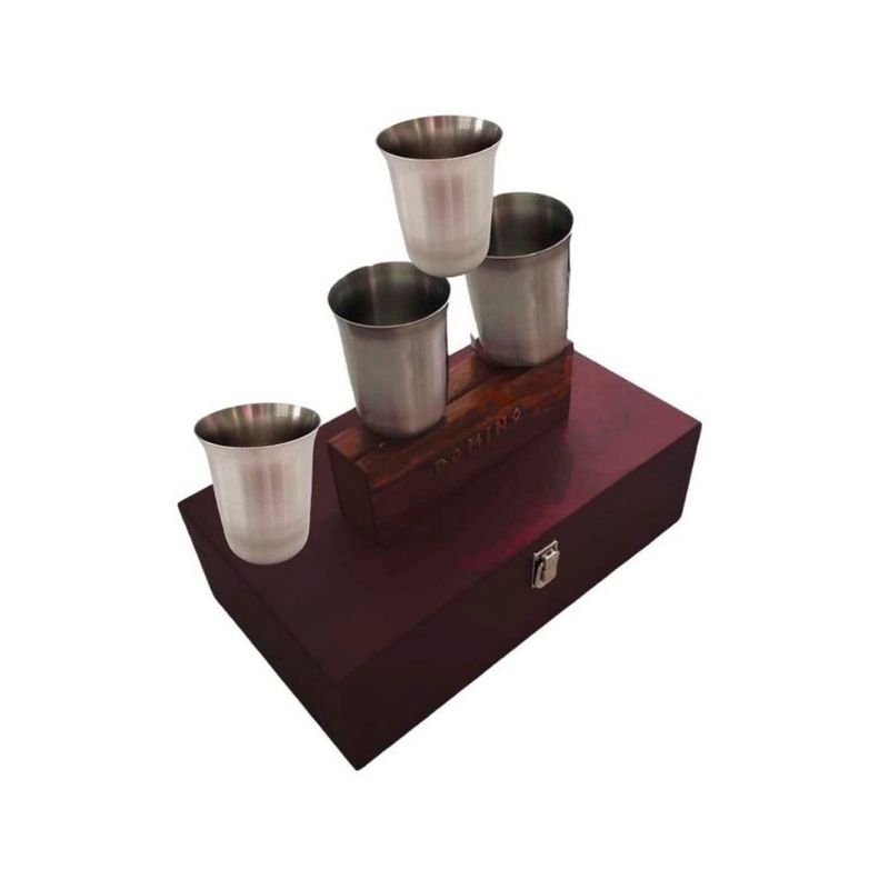 Kit de Regalo de Accesorios para Vino, Domino y Vasos de Metal