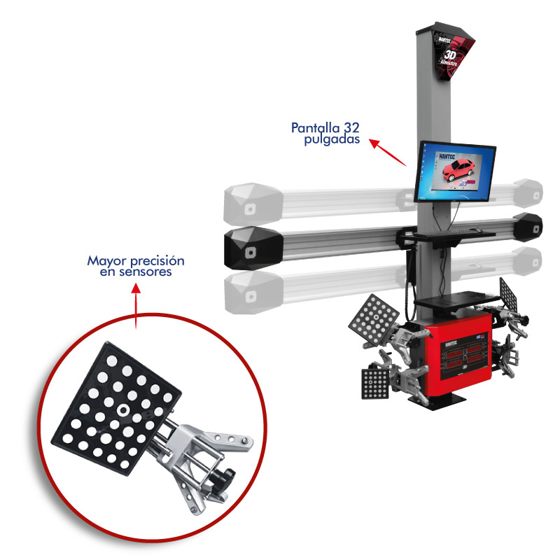 Alineadora de llantas para autos y camionetas hantec 3D color rojo 