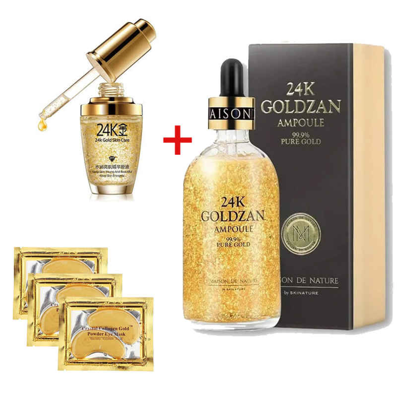 Acido Hialuronico Colágeno 24k + Suero Facial Serum Limpieza 4k Gold Colageno Antiedad+ Parches colágeno
