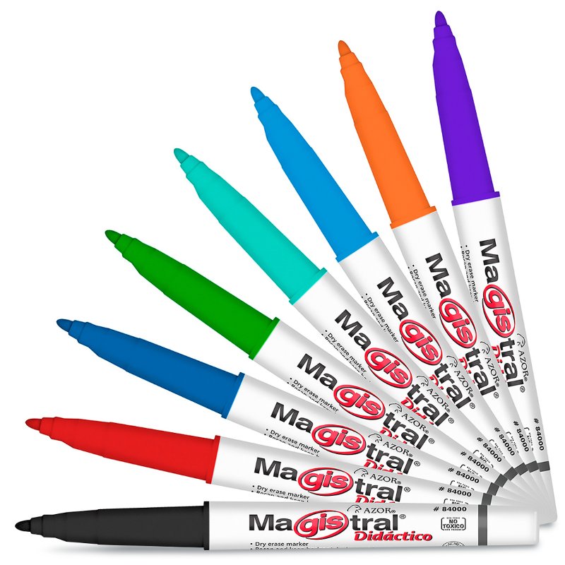 Marcador para Pizarrón Delgado Punto Fino Caja con 8 Piezas Magistral