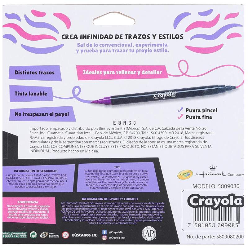 Colección de Plumones Crayola Alternative Metalico Glitter Duals