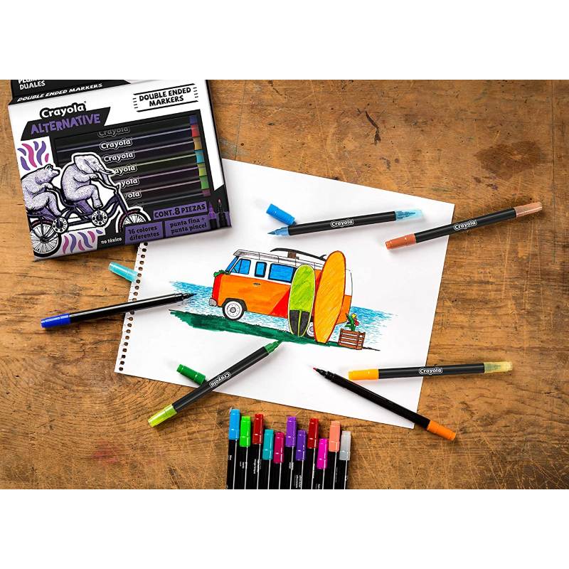 Colección de Plumones Crayola Alternative Metalico Glitter Duals