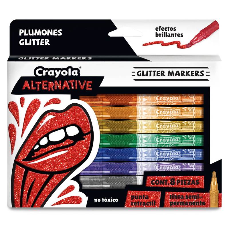 Colección de Plumones Crayola Alternative Metalico Glitter Duals