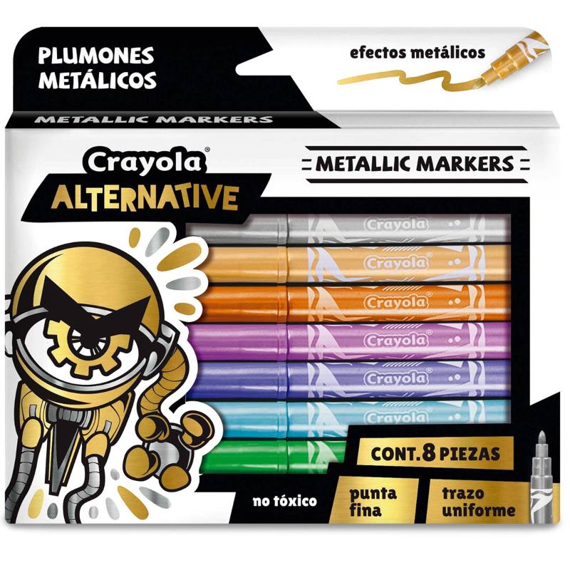 Colección de Plumones Crayola Alternative Metalico Glitter Duals