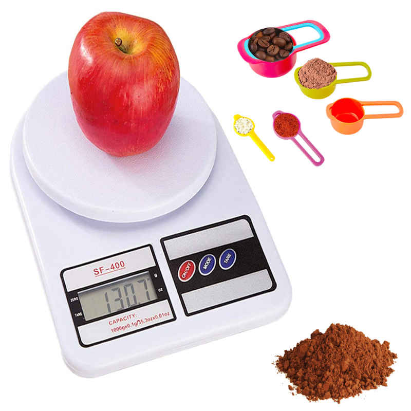 Set Bascula Digital Gramera Cocina De 1 A 5000 g + Cucharas Medidoras Utensilio Reposteria 