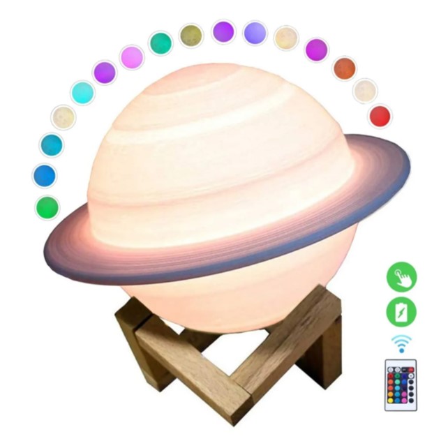 Saturno Lámpara 16 Colores Led Luz De La Luna Con Control
