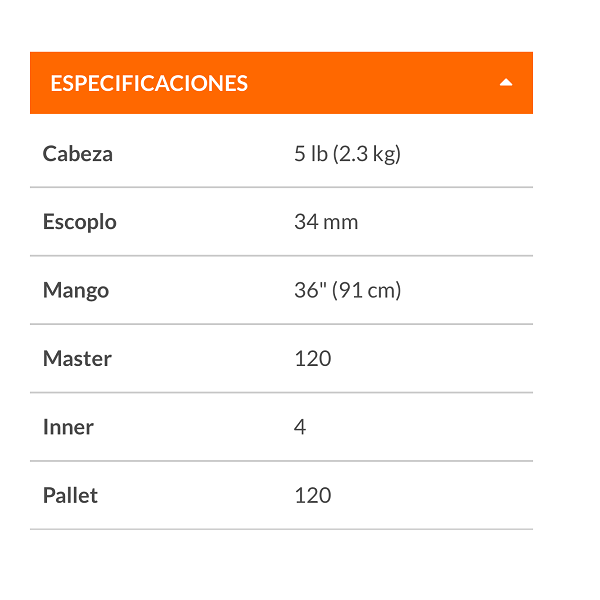 ZAPAPICO 5 LBS MANGO DE MADERA 36" PARA JARDIN TRUPER 