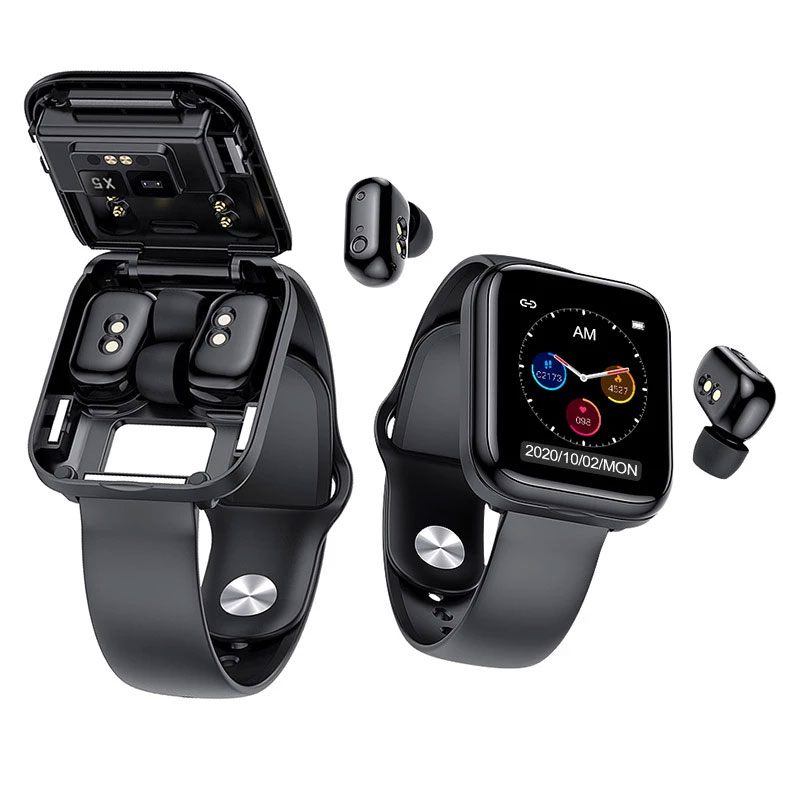Fralugio Reloj Inteligente Smart Watch X5 2 en 1 Con Audífonos Bluetooth True Wireless