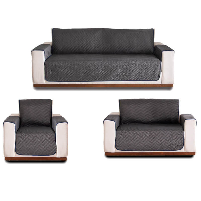 Protectores de Sala | Doble vista Gris/Azul | Set de 3 Piezas | Tela repelente