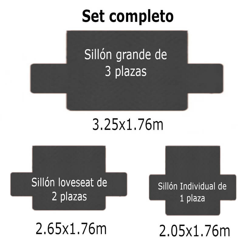 Protectores de Sala | Doble vista Gris/Azul | Set de 3 Piezas | Tela repelente