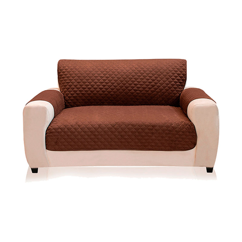 Protector para Loveseat  | Doble vista Marrón/Café Claro | Para Sillón Mediano | Tela de Gamuza Repelente
