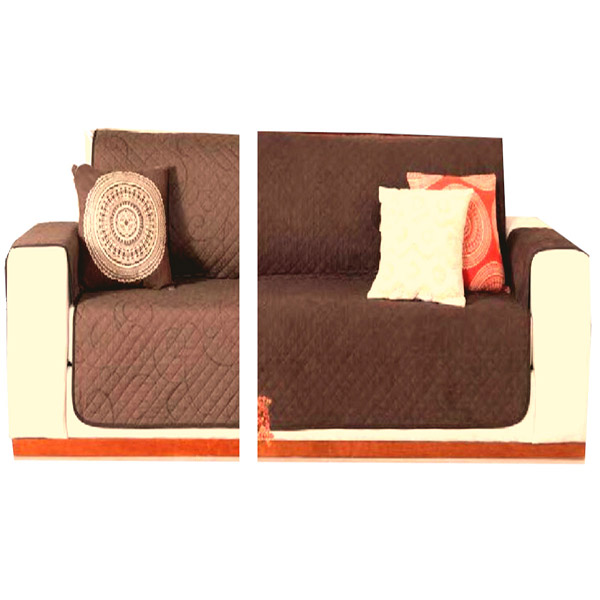 Protector para Loveseat  | Doble vista Marrón/Café Claro | Para Sillón Mediano | Tela de Gamuza Repelente
