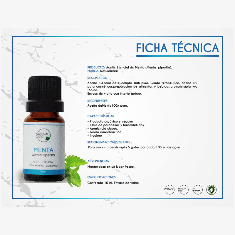 Aceite Esencial De Menta 100% Natural 100% Puro