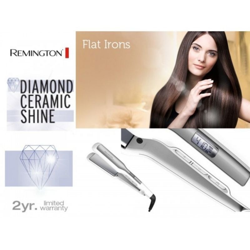 Plancha De Cabello Remington Diamond Ceramic Shine S5520 Blanca Y Plata 110v/220v