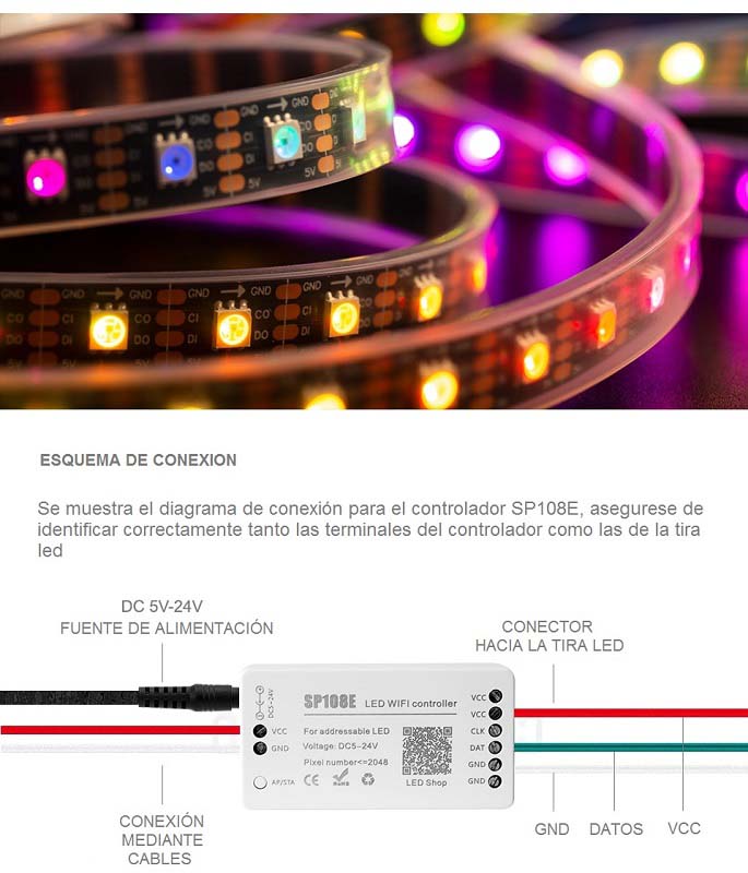 Controlador Ws2812 - Wifi Led Controller Sp108e Led Shop