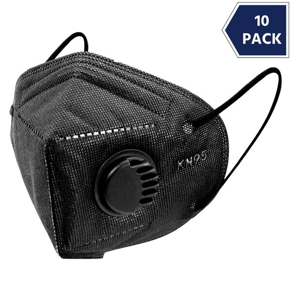 Cubrebocas N95 Negro Válvula Filtro Mascarilla Kn95 10 Piezas