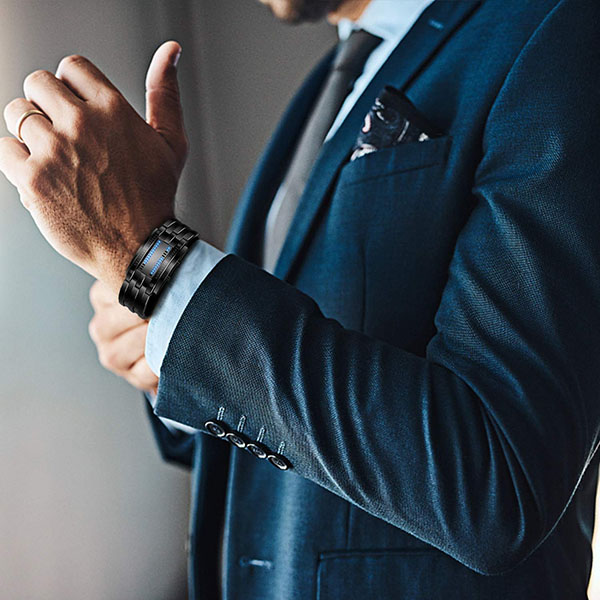 Reloj Binario Digital Hombre de Metal Broche Ajustable Iluminación LED