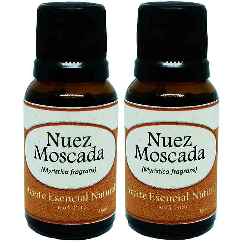Nuez Moscada Aceite Esencial Natural 2 Frascos Aromaterapia 15ml KRISAMEX