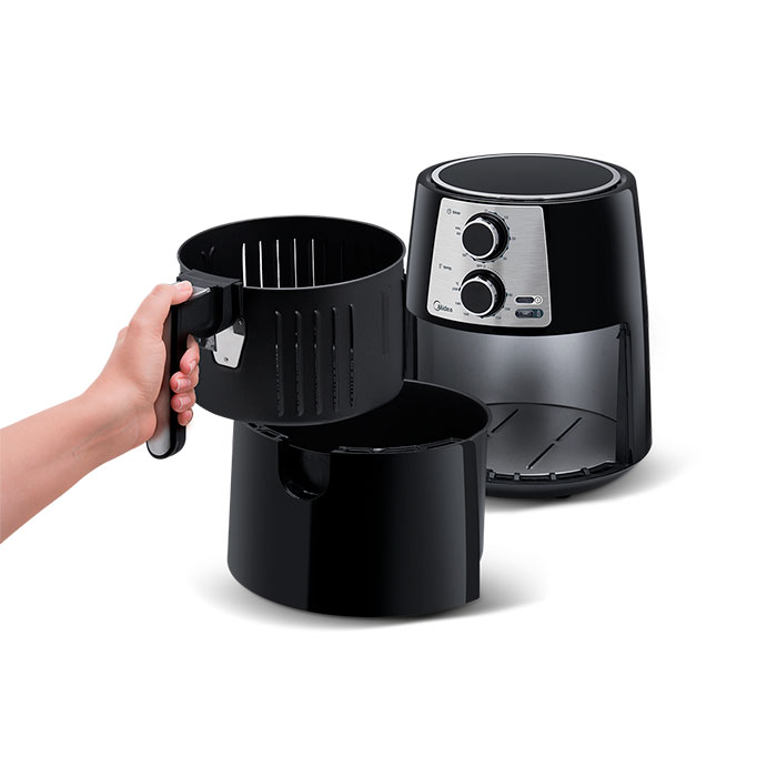 Freidora de Aire Eléctrica Negro con Inoxidable  3.5 L MIDEA
